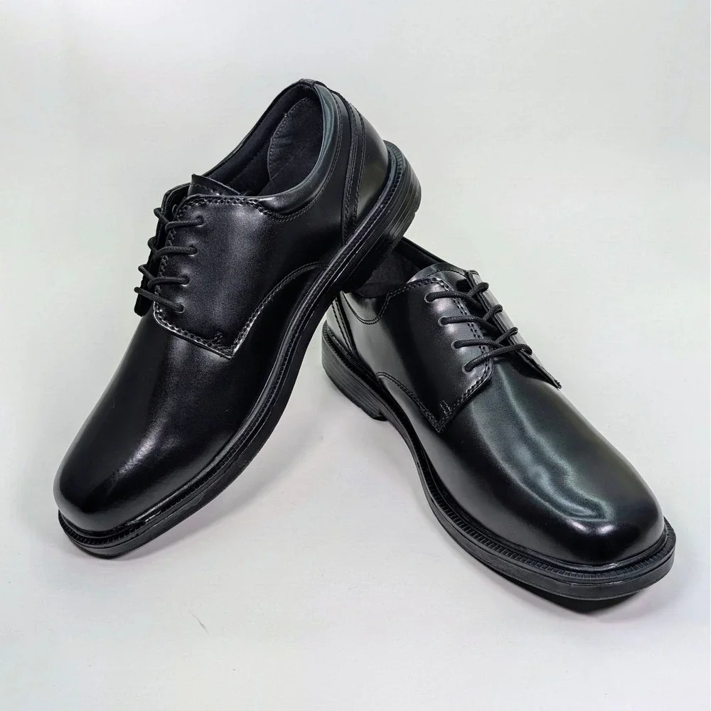 Nunn Bush Eddy Plain Toe Oxford Derby Mens 9.5 Black Leather Shoes Slip Resist